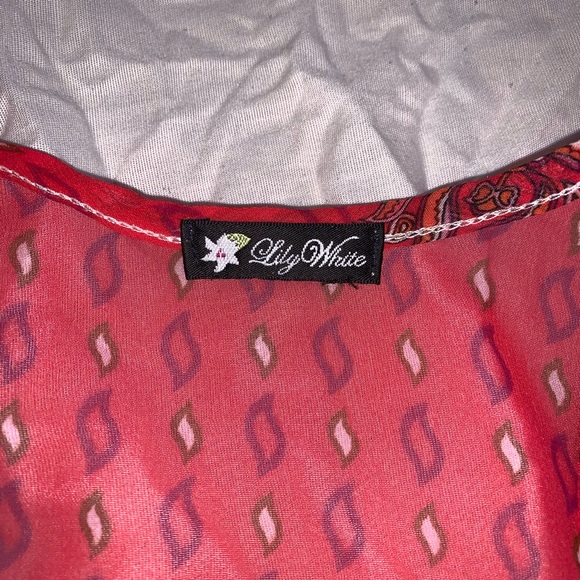 Red, white and brown sheer tank - Picture 4 of 4